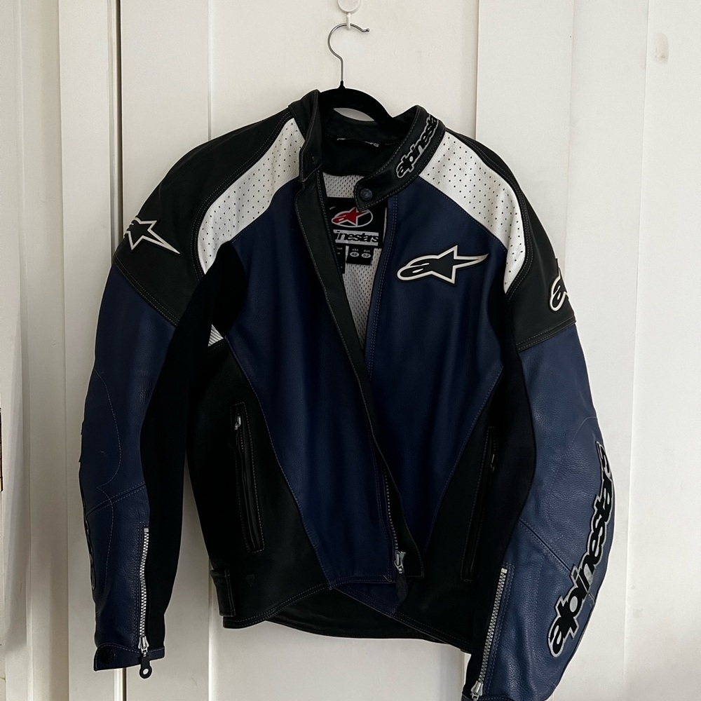Blue black white alpinestars motocross/ motorcycle jacket